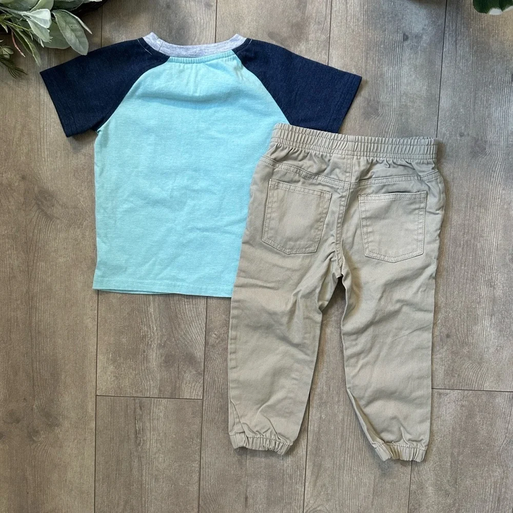 Kids Headquarters Toddler Boy Outfit Construction Work Zone Top & Cargo Joggers